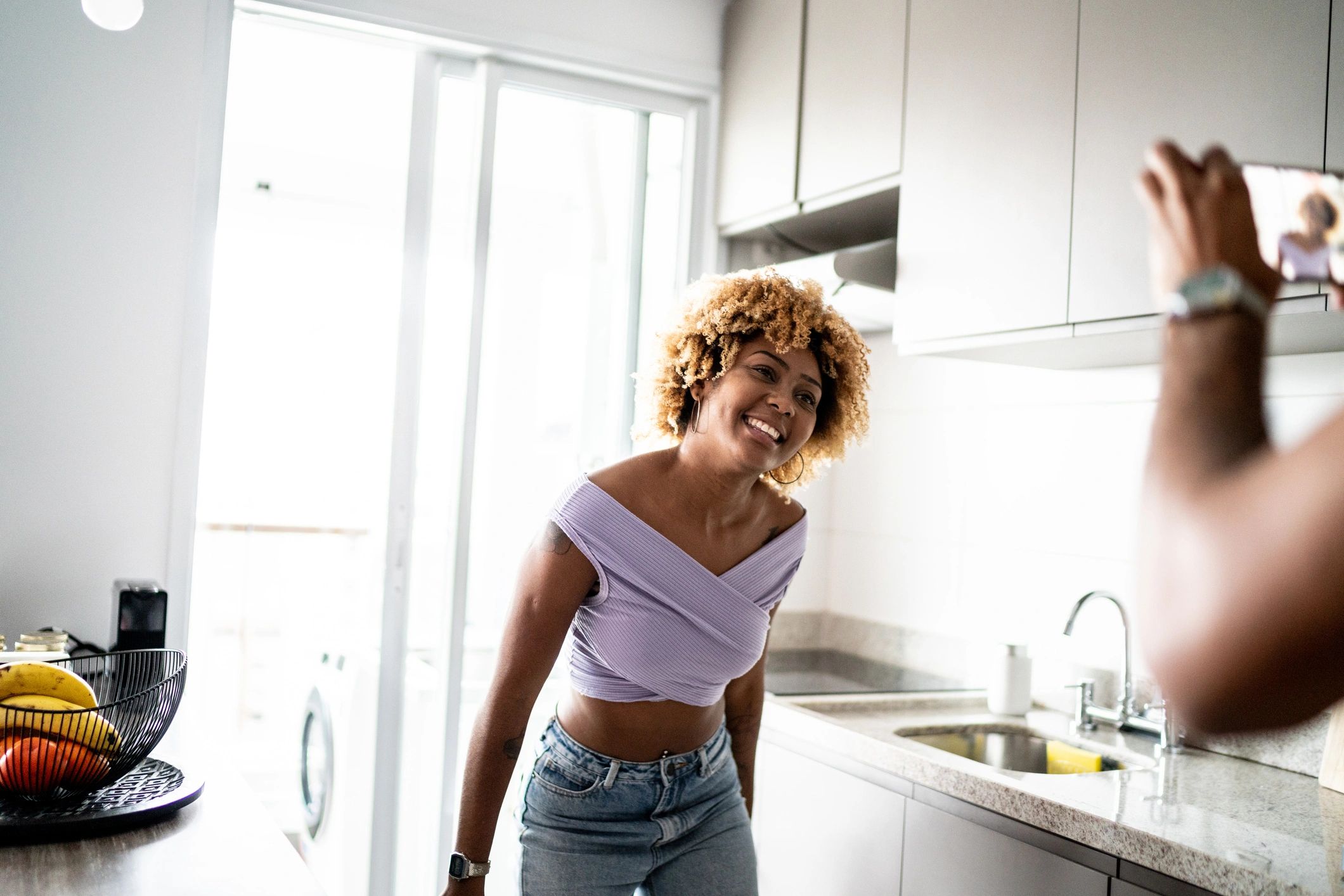 Person smiling at home